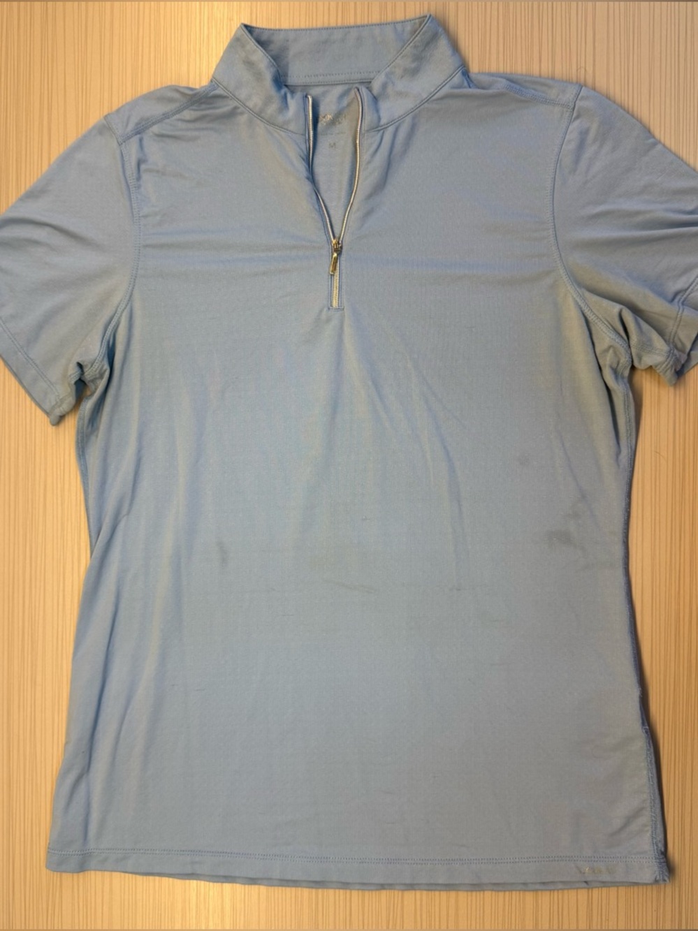 Dover Light Blue Short-Sleeve Quarter Zip Equestrian Riding Polo